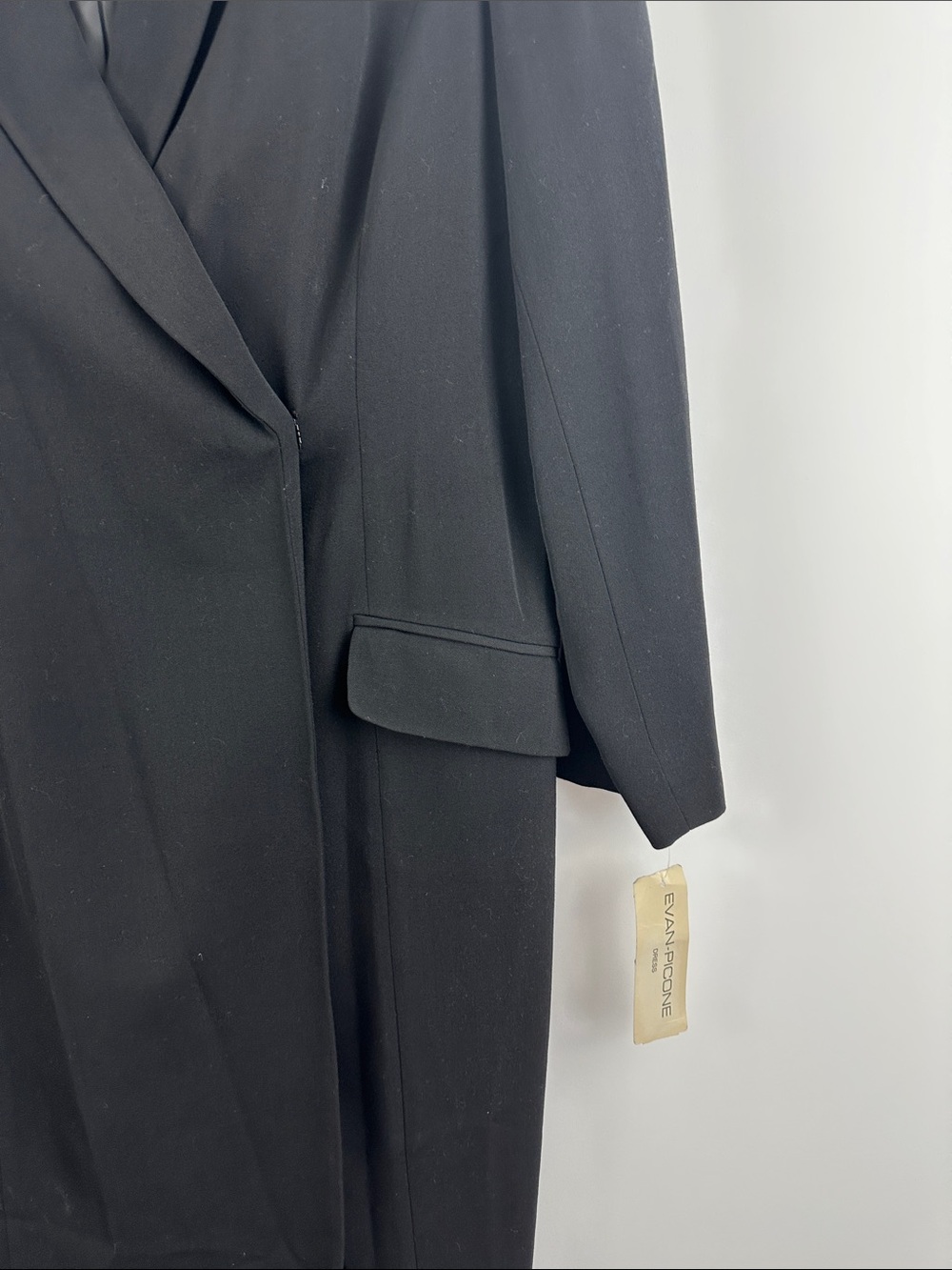 NWT Evan Picone Black Blazer Dress 14 Wool Blend Career Chic Missing Belt - Picture 5 of 6